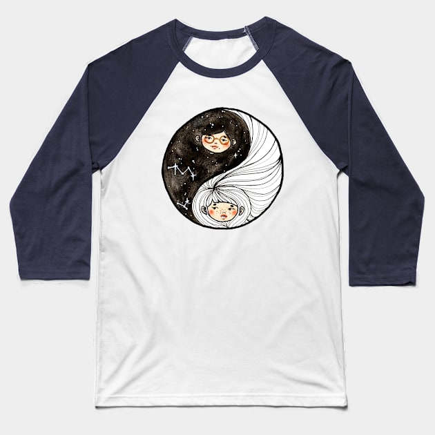 Ying Yang Sisters Baseball T-Shirt by jessthechen